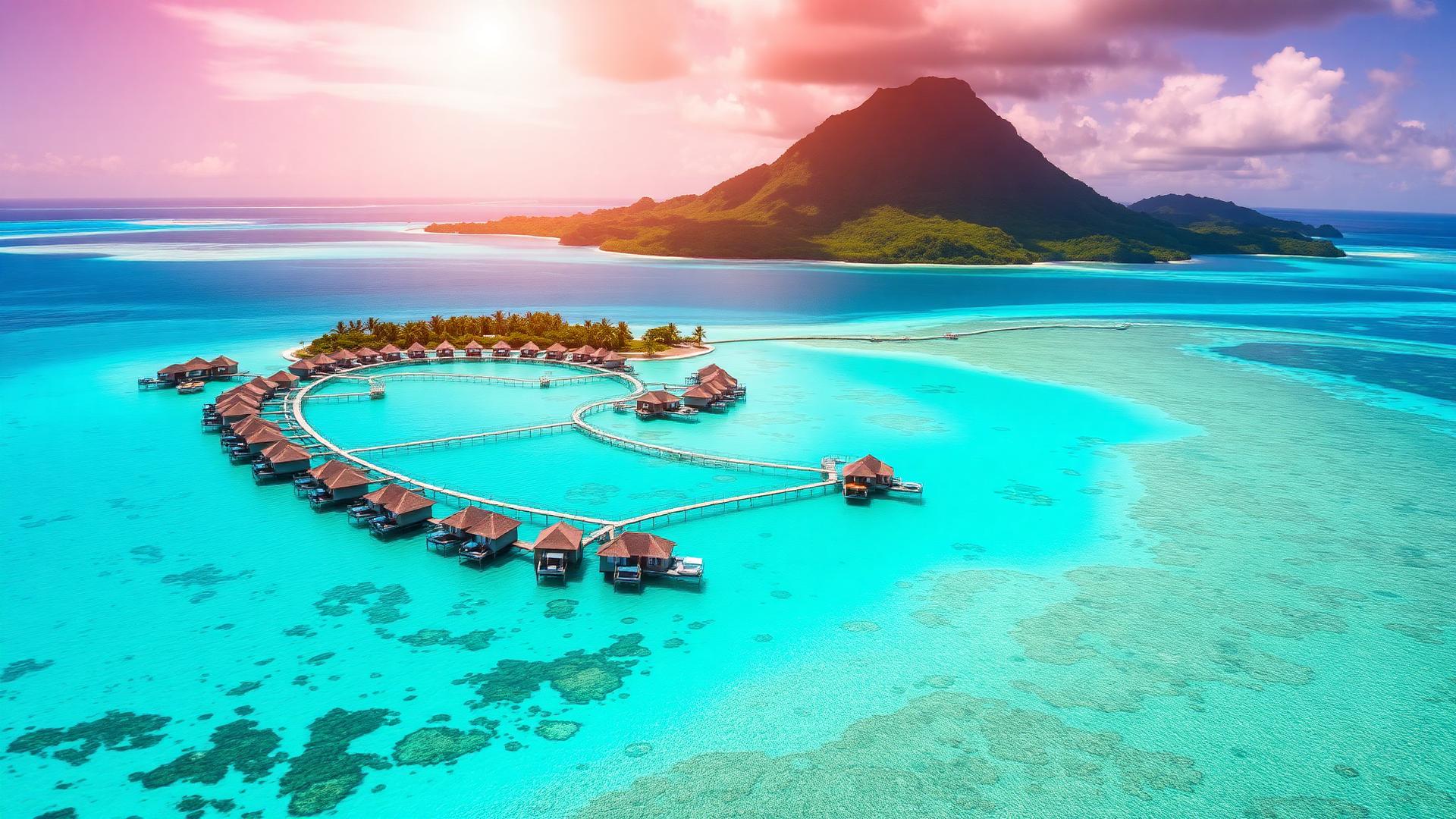 Turquoise lagoon in Moorea, French Polynesia
